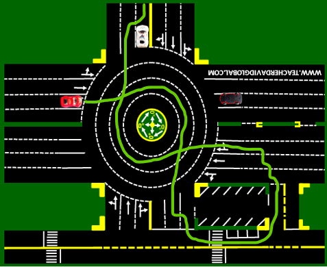 10. Drive red in front of the white vehicle