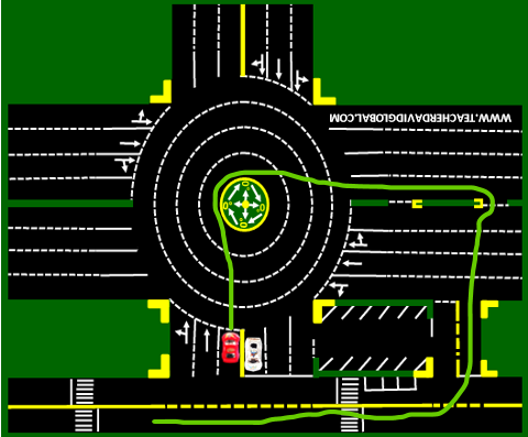 11. Drive red in front of the white vehicle