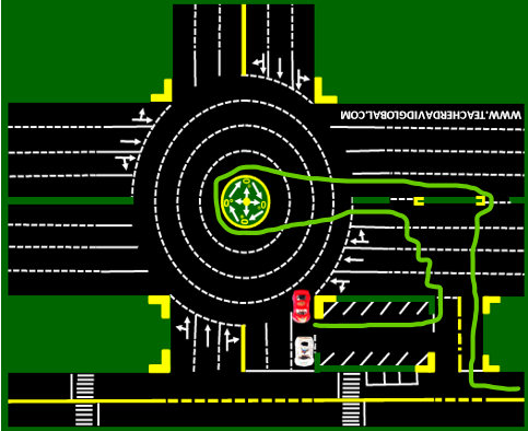 12. Drive red in front of the white vehicle