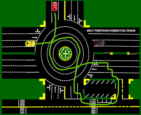 18. Drive yellow behind red