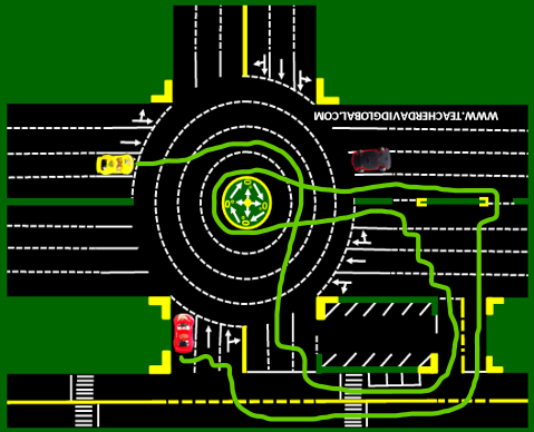 19. Drive yellow behind red