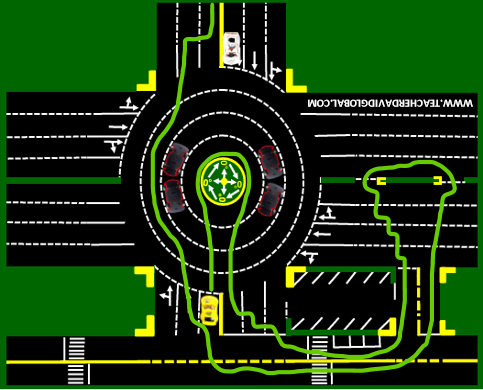 25. Drive yellow in front of the white vehicle