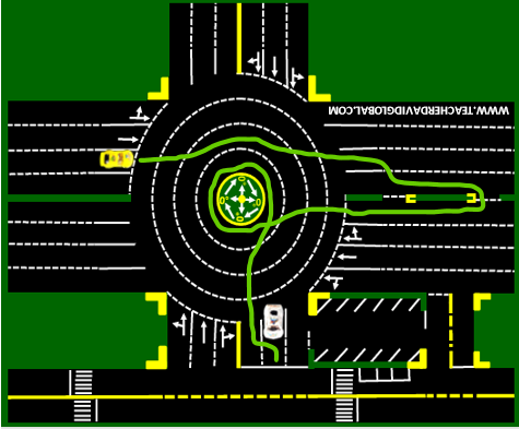 5. Drive yellow in front of the white vehicle