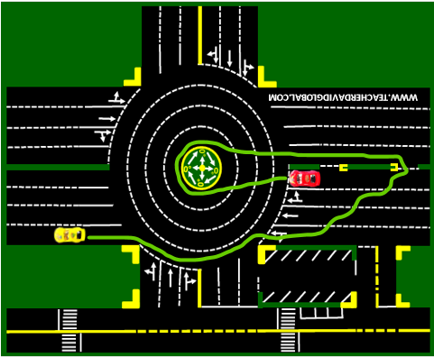 59 Drive red behind the yellow vehicle
