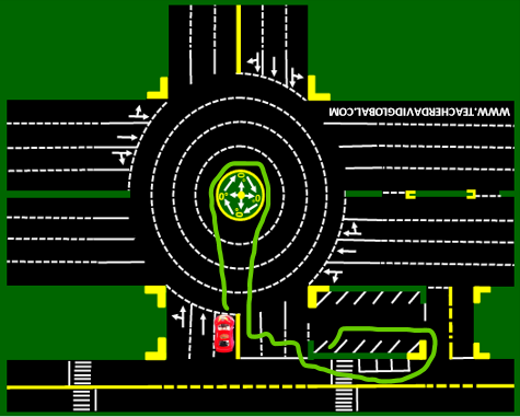 63. Drive red to the parking