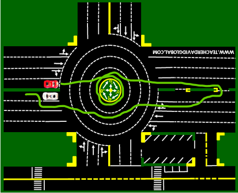 8. Drive red in front of the white vehicle