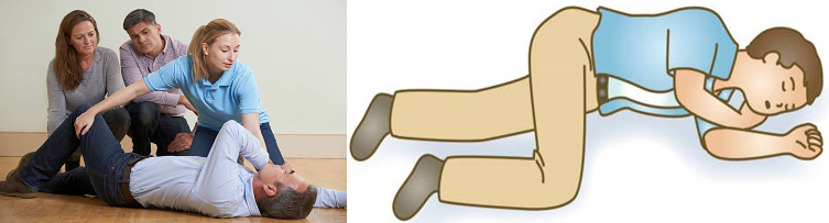 Knee and roll the person towards you