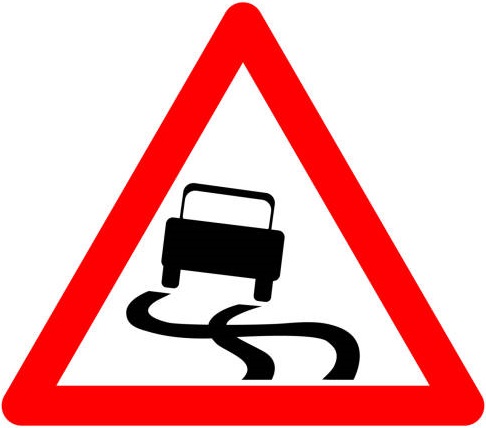 Slippery Road Surface Ahead