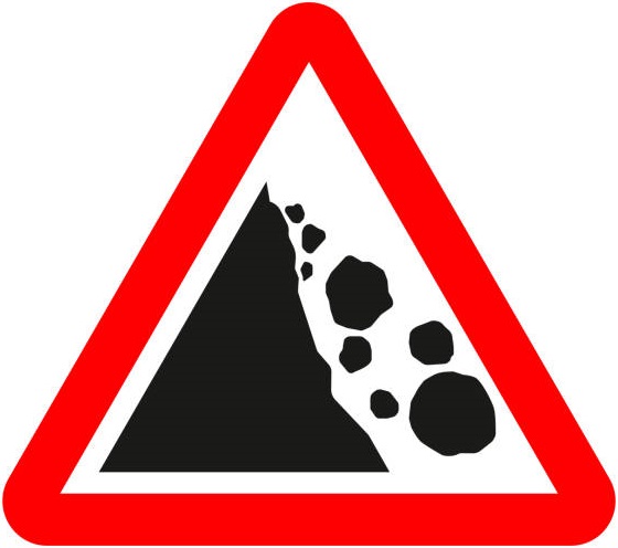 Danger Of Falling And Fallen Rocks Ahead