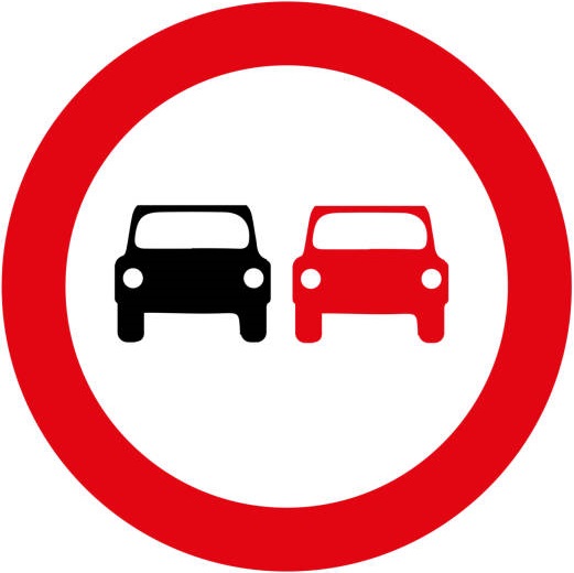 No Overtaking Or Passing Another Vehicle