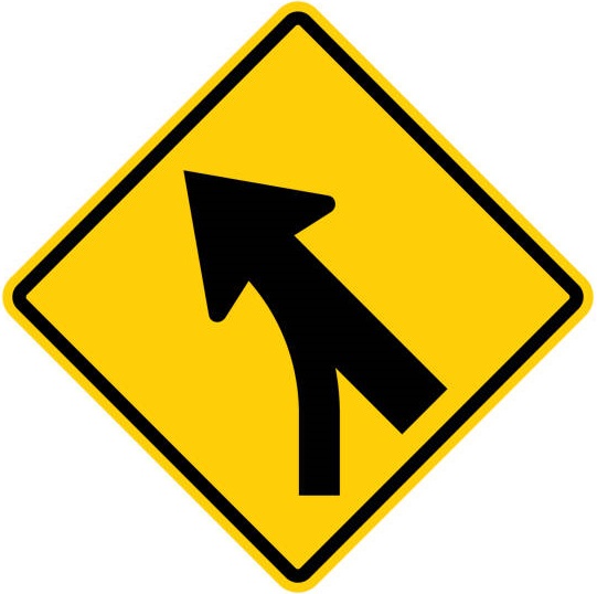 Entering Roadway Merge Left Ahead