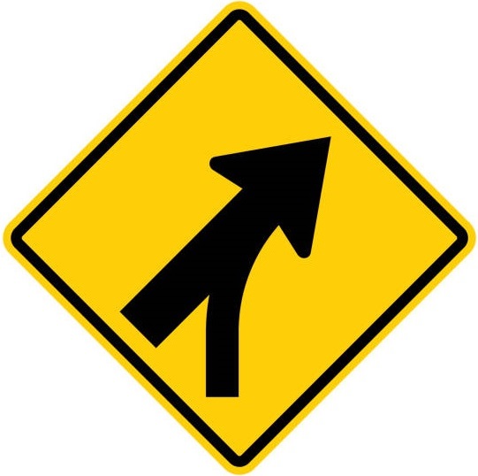 Entering Roadway Merge Right Ahead