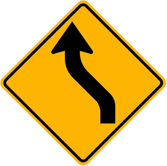 Reverse Double Curve Left Right Ahead
