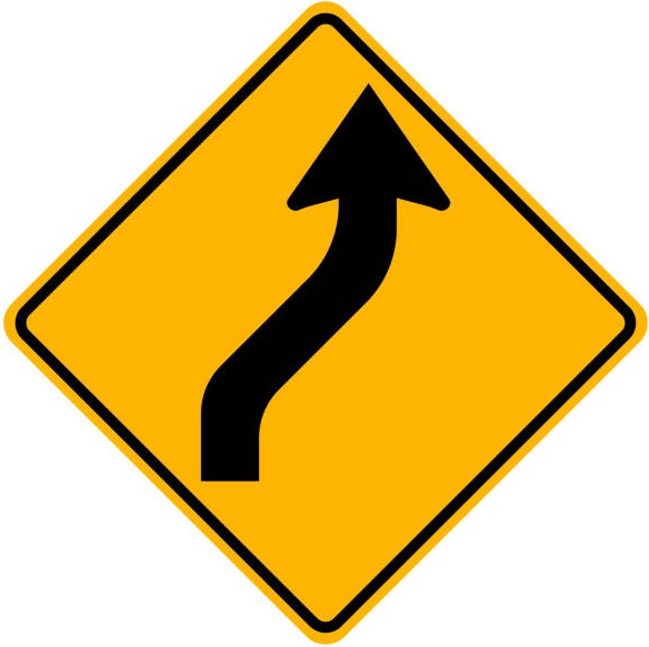 Reverse Double Curve Right Left Ahead